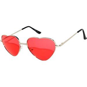 Heart Shaped Metal Frame Aviator Sunglasses Women